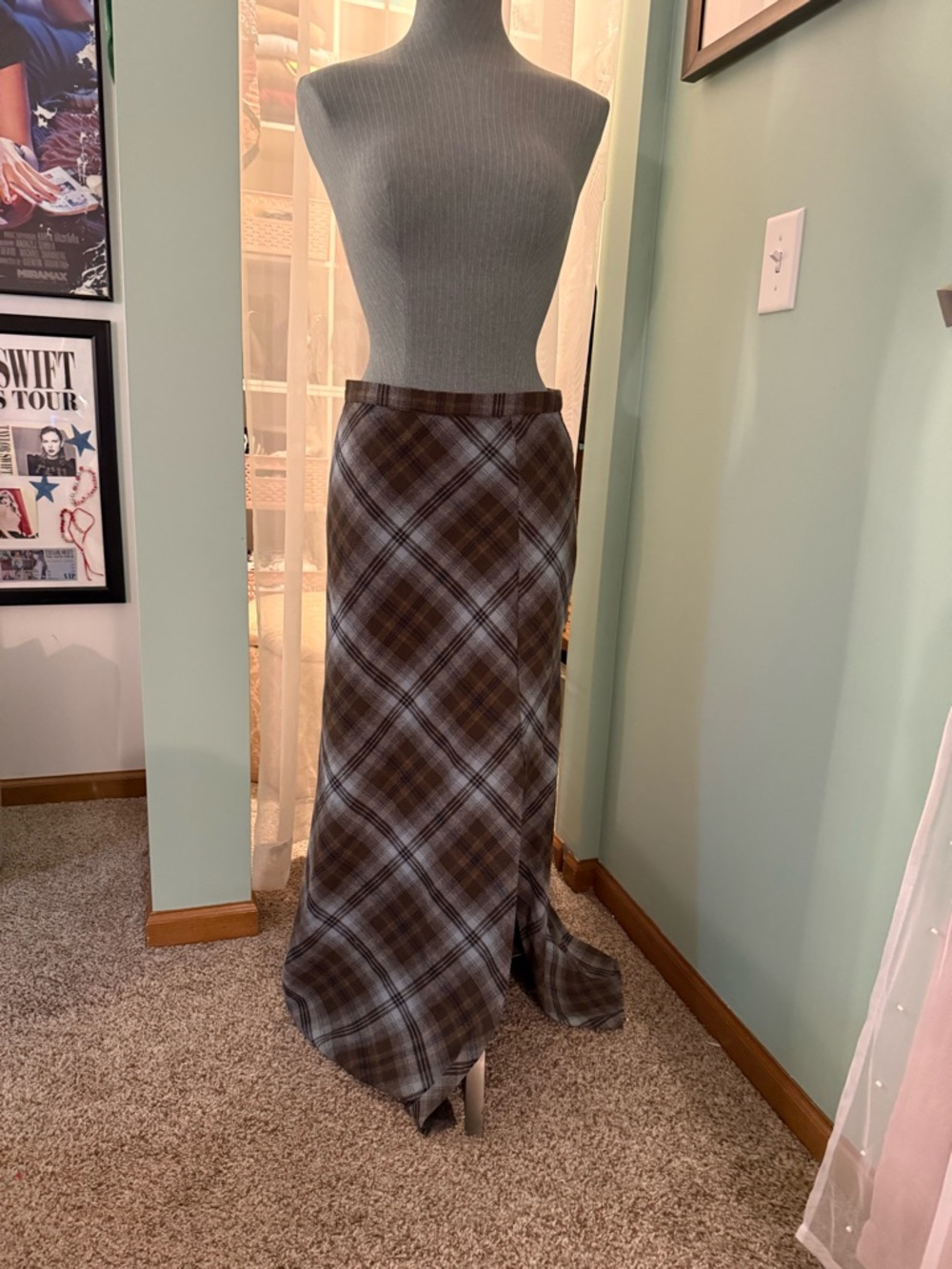 Blu Pepper Brown Plaid Maxi Skirt